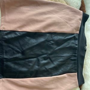 Tan and black mini skirt